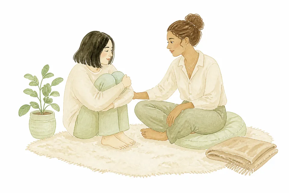 Watercolor illustration of supportive care